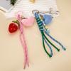 Handmade Crochet Strawberry Multicolor Braided Rope Bag Charm Bead Tassel Yarn Fruit Pendant Cute Accessories Bag Charm