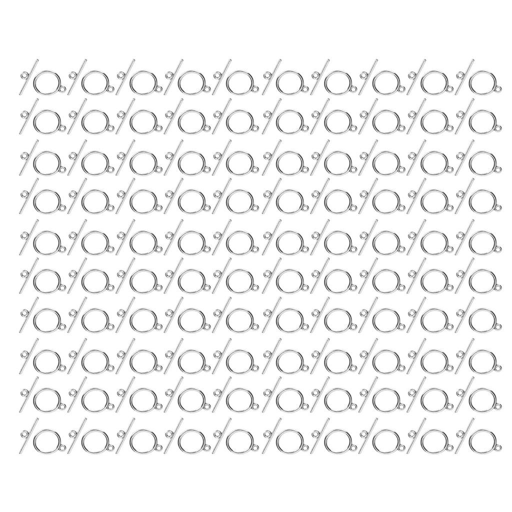 100 Sets Toggle Clasps Alloy 2mm OT Buckle DIY Jewelry Making Supplies for Necklace Bracelet