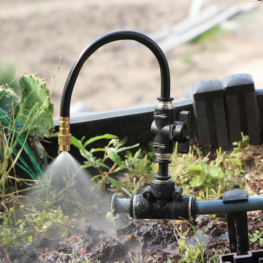 20/30/50cm 360° Free-bend Adjustable Misting Nozzles Stop Water Valve Slip Lock for 3/8" 9/12mm PE Tubing Garden Cooling System