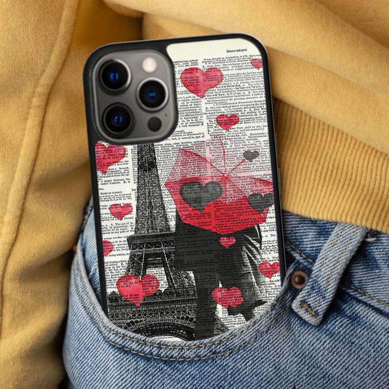 Red Umbrella Eiffel Tower Soft Phone Case for iPhone 17 Air 16e Pro max 15 Pro 13 14 Plus 11 12 MagSafe Magnetic Coque