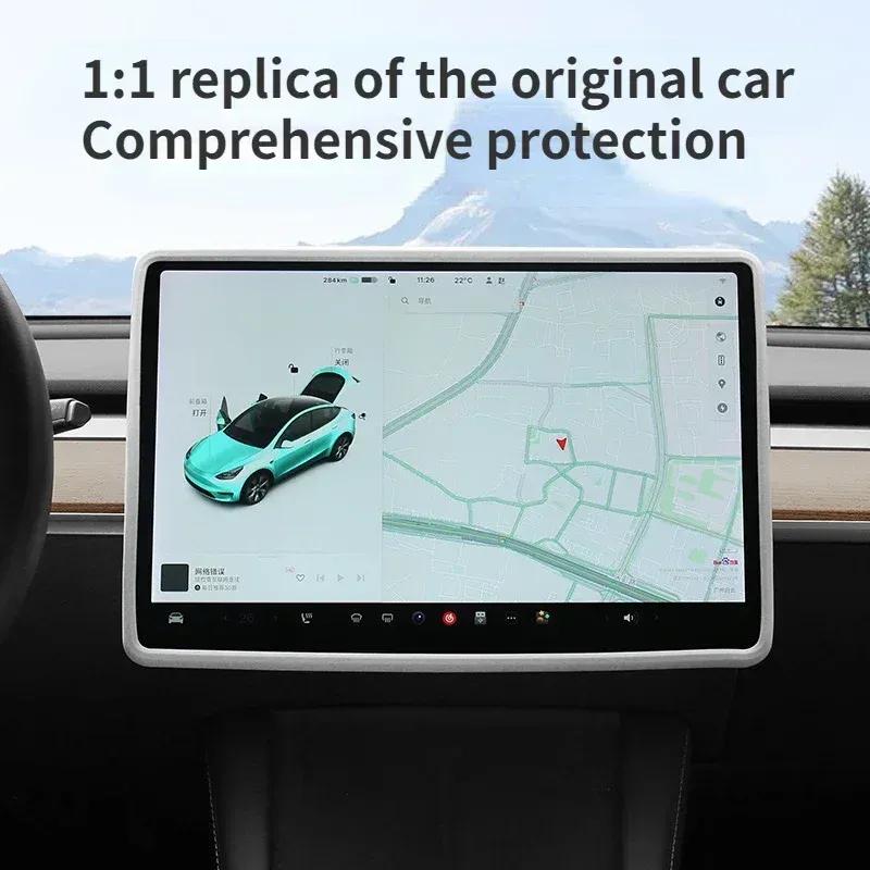 Silikon-Bildschirmschutzrahmen für Tesla Model 3/Y/3+ Highland 2024 Zentrales Bedienfeld Bildschirm Schutzfolie Zubehör