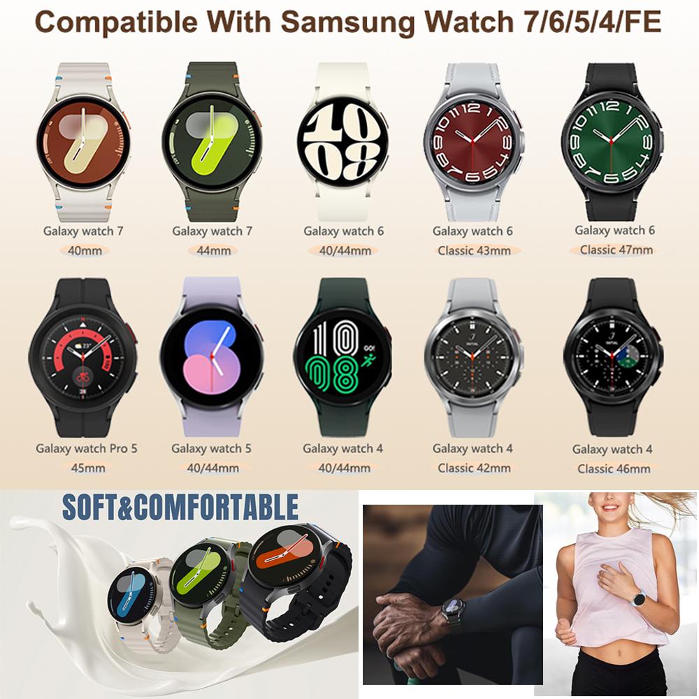Replacement Strap For Samsung Galaxy Watch 7/6/5/4/FE 44mm 40mm Strap Silicone Watchbands Correa For Galaxy Watch 7 Bracelet