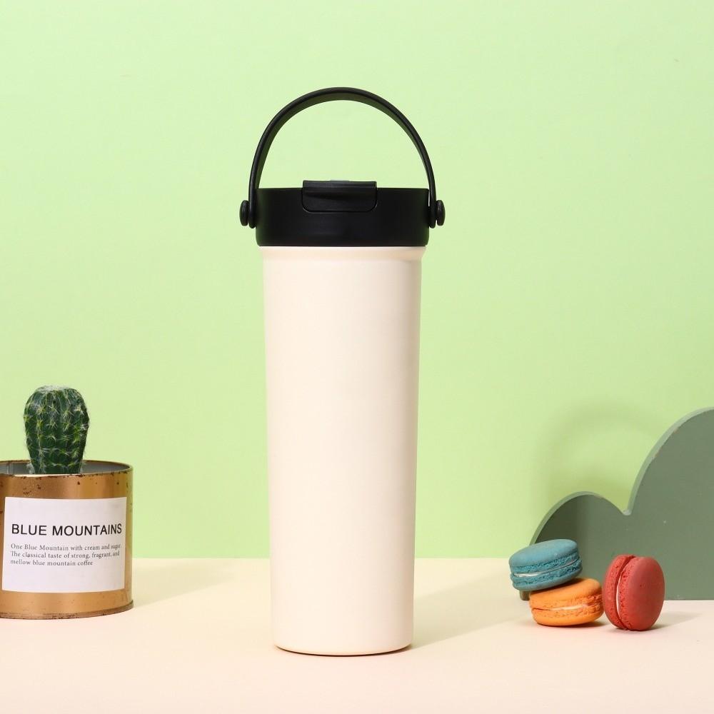 Portable Bowknot Insulated Cup Stainless Steel Solid Color Vacuum Mug Handle Thermal Car Coffee Cup Travel