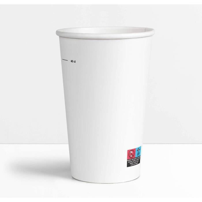 1000 Gobelets Carton Blancs 50 Cl 16 Oz