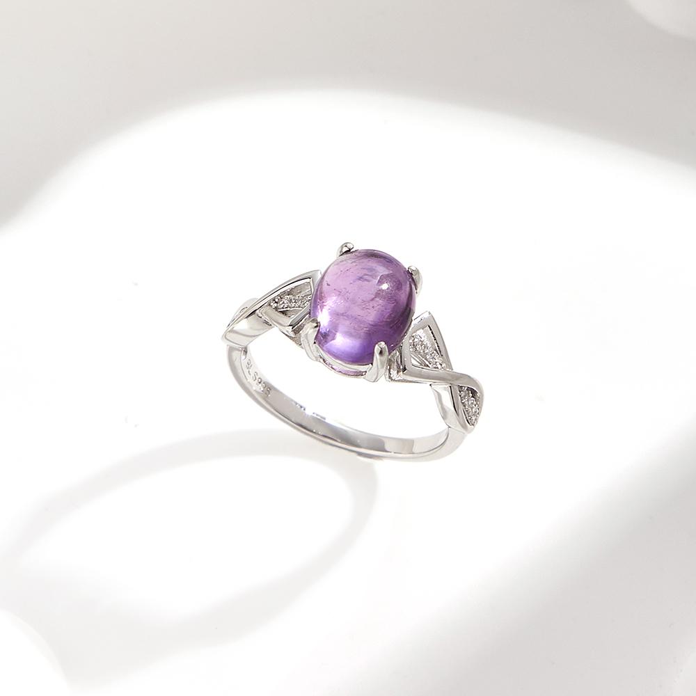 925 Sterling Silver jewelry set rings earrings necklace Natural Amethyst oval 8*10mm fine jewelry for women's banquet gifts