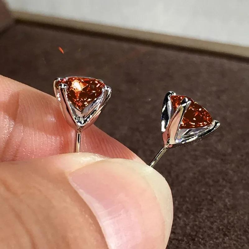 New Classic Claw Inlaid 8Mm2 Carat White Zircon Earrings, Women'S High End European And American Retro Double Earrings