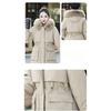 Giacca Lunga da Donna Imbottita in Cotone con Cappuccio Staccabile, Parka Invernale Spesso