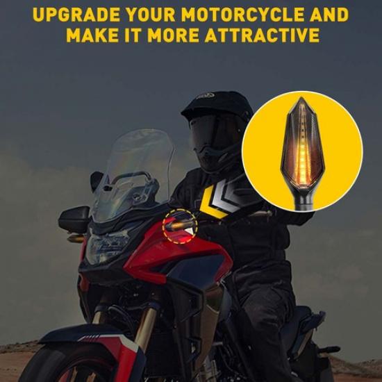 2x Motorcycle 12-LED Turn Signal Lamp Sequential Indicator Flowing Lights Amber