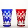 Glass Studio Saiho Edo Kiriko Open-Top Tumbler, Blue Diamond Fish Roe Pattern