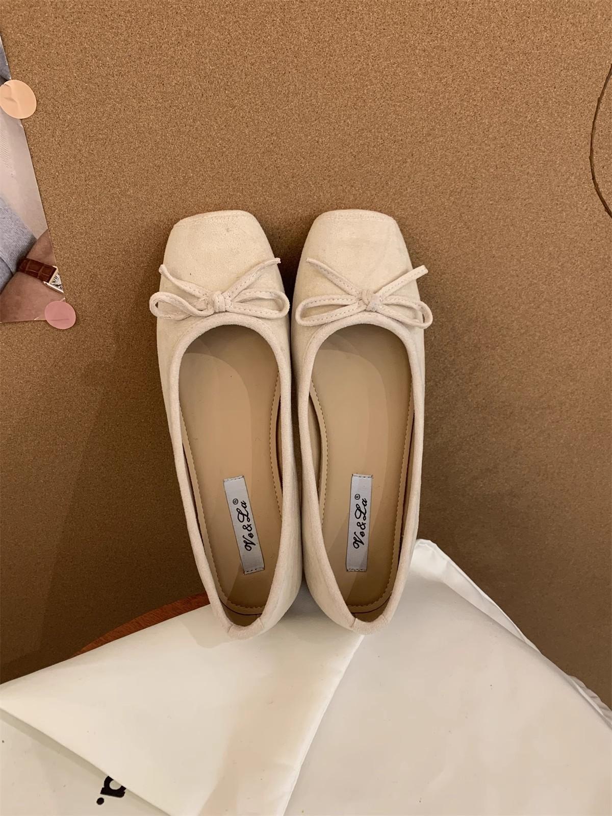 

Внутреннее увеличение высоты, неглубокие кожаные туфли-лодочки, женские, весна 2025, новые, на толстой подошве, женская обувь с юбками, туфли Doudou с бантом 38 абрикосовый