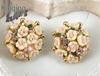 Korean Style Ceramic Rose Stud Earrings and Ear Cuffs