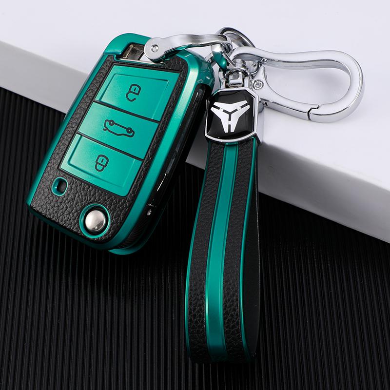 Car Key Case Cover Tpu Leather for VW Volkswagen Golf 7 MK7 Tiguan MK2 for SEAT Ateca Leon FR 2 Ibiza for Skoda Octavia A7