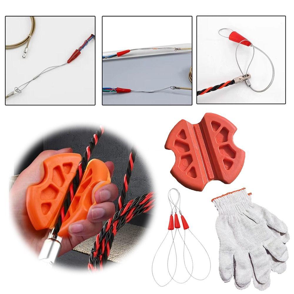 Perforated Tube Cable Puller Rubber Thread Fish Tape Fastener Fastening Tool Safety Glove