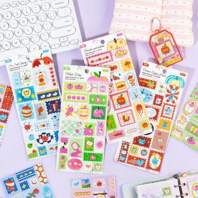 Vintage Stamp Stickers Cute Cartoon Apple Themed Retro Design Decal for Journal  DIY Decoration for Phone Case Scrapbooking