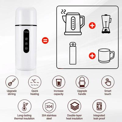 Car Electric Kettle Heated Water Cup 12V/24V Portable Universal Travel Cup With Automatic Stirring Function 420ml Car Kettles