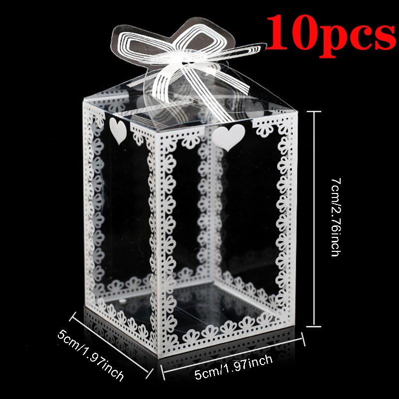 10/20pcs Transparent Gift Box PVC Plastic Clear Packaging Box for Wedding Baby Shower Party Favor Present Chocolate Candy Cake B