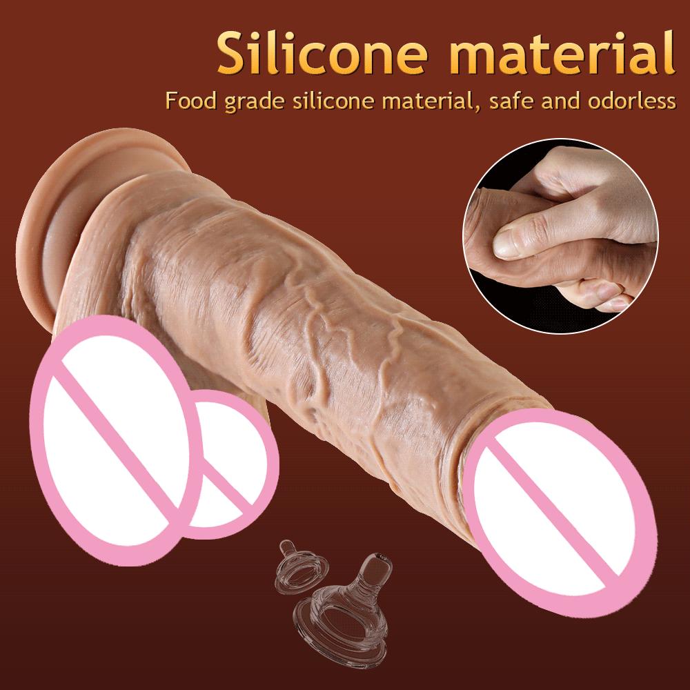 7.3Inch Soft Realistic Dildo Vibrator 7 Swing Vibrating Penis Mastrubator with Powerful Suction Cup Sex Toy for Women or Beginer