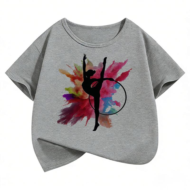 Mode Retro Tanzen Buntes Design T-Shirts Y2k Kurzarm Kinder Kinder T-Shirt Mädchen Sommer Frühling Lässiges Oberteil Tee