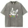 Cute Cat Meme T Shirts Unisex Washed Tees YES, YOU! Men Women Short Sleeve T-shirts Cotton Oversized T-shirt Streetwear