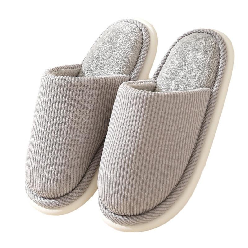 New Household Slippers Home Non-slip Flat Bottom Couple Simple Autumn and Winter Warm Cotton Slippers Men
