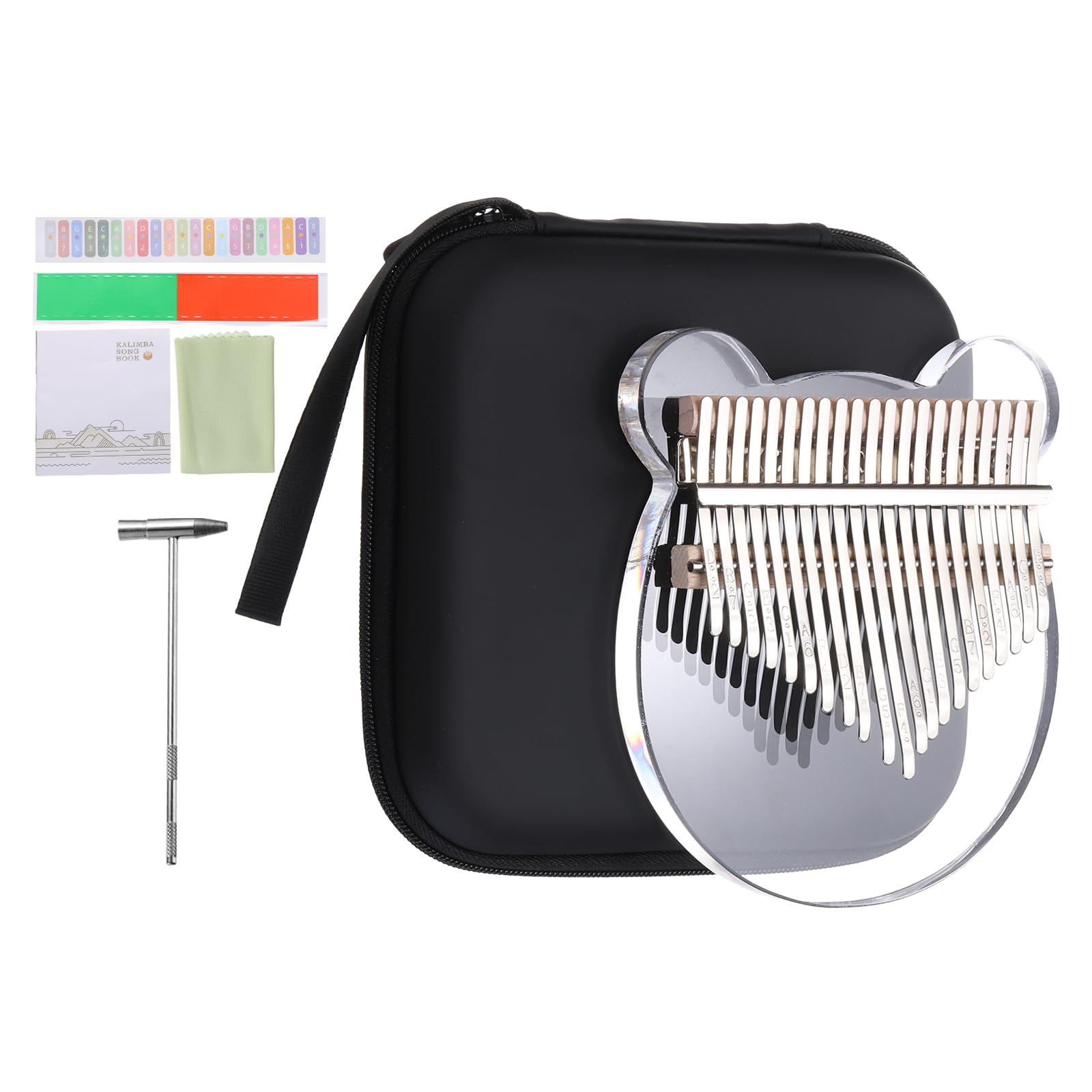 

uxcell 21-Key Thumb Piano, Transparent Bear Portable Finger Piano with Carrying Box, Music Stickers, Tuning Hammer, and Cleaning Cloth, Gift