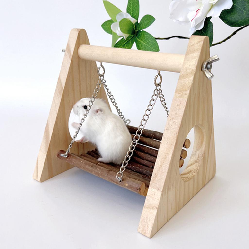Hamster Swing Hammock Wooden Hamster Swing Toy Cage Accessories for Chinchilla Rat Gerbil Dwarf Hamster Pet Supplies