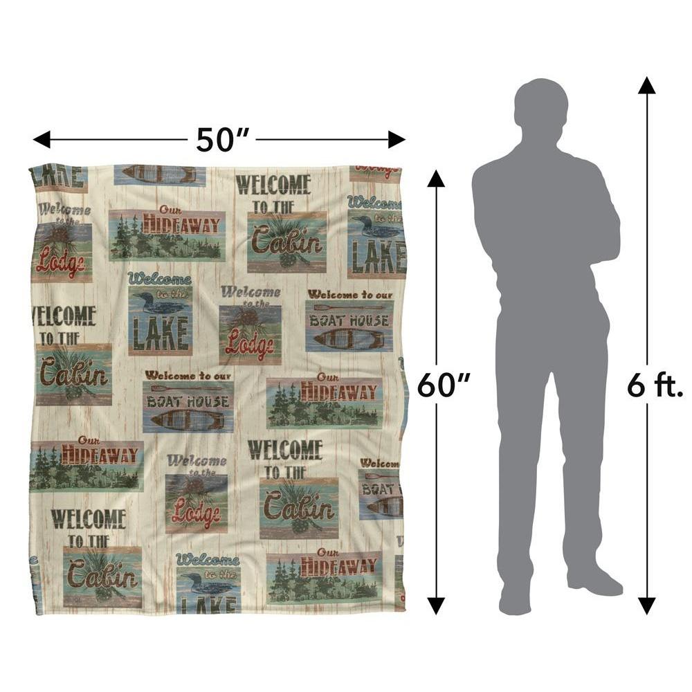 JQ Licensing Jl-Jp Welcome To The Cabin Lake Signs Silky Supersoft Blanket