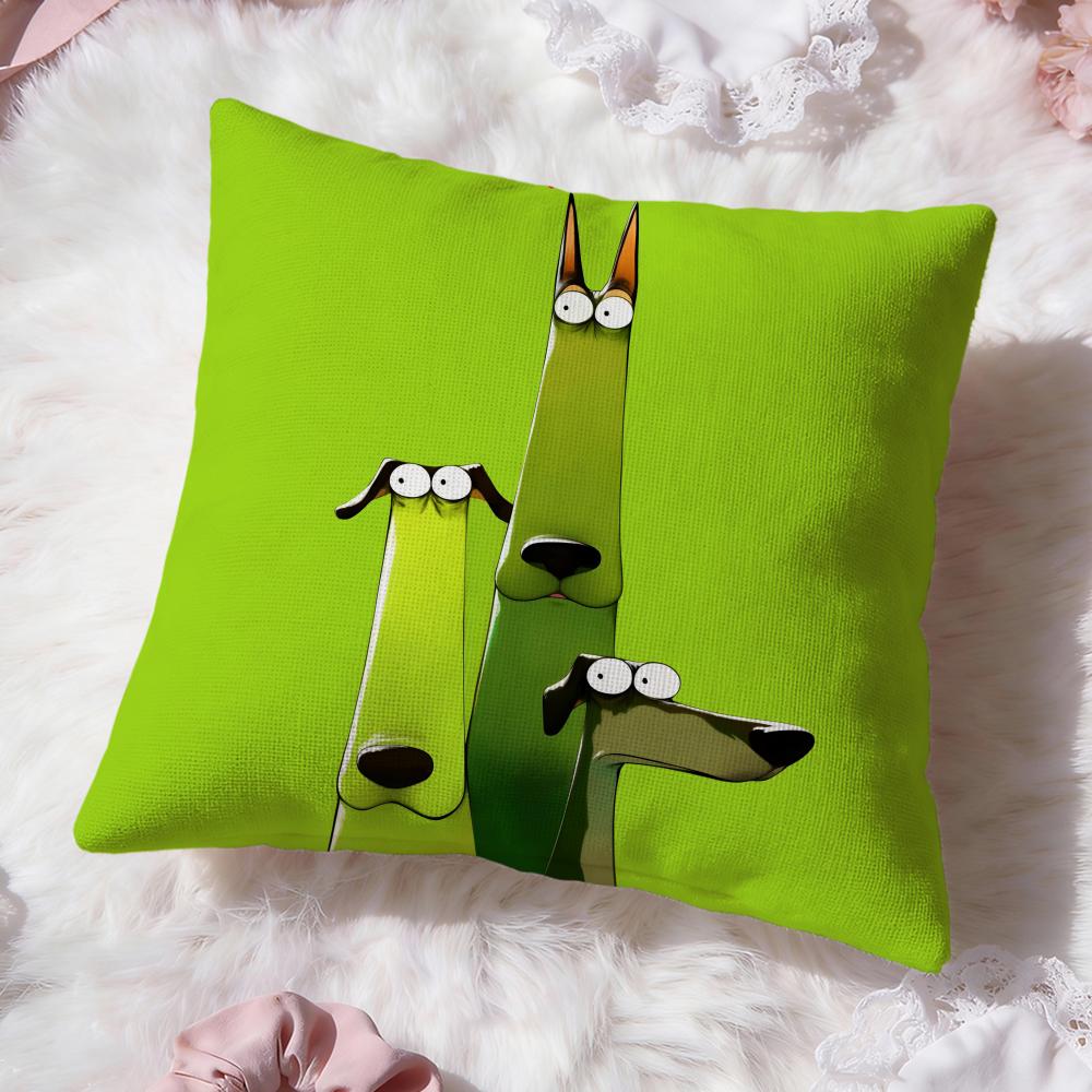 Cartoon Doberman Pinscher Cushion Cover Premium Comfort Reversible Pillow Cove -Two in One Design for Any Room & Car Interior