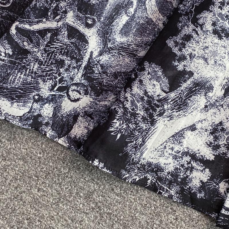 RUGOD 2022 Sommer Ny Revers Kortermet Lett Velkjent Stil Over-kneet Retro Print Kjole Elegant Midje og Stor Sving Lang Kjole