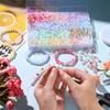 600pcs Double Color Jelly Result Round Glass Beads with Elastic Cord Jewelry Scissors Kits for Bracelet Necklace DIY Jewelry