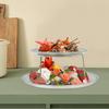 2-Tier Seafood Serving Plate Set, 20cm & 25cm Round Metal Tray with Stand, Silver Appetizer Dish, Sushi Tray, Party Platter