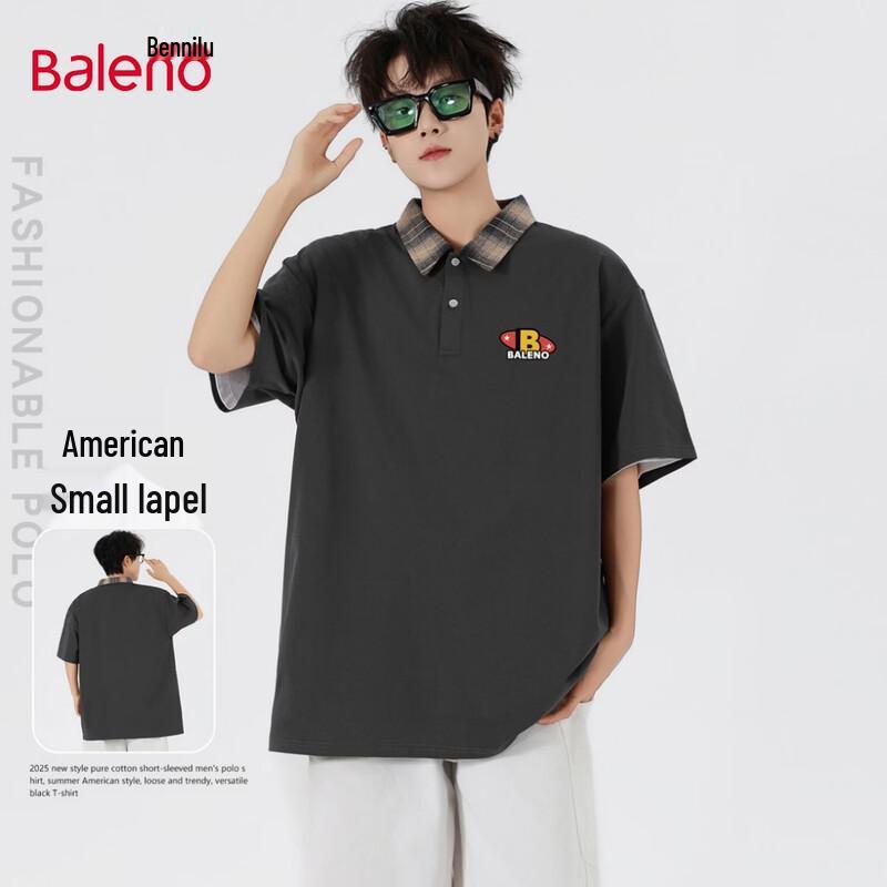 

Baleno Men s American Style Plaid & Print Polo Shirt M