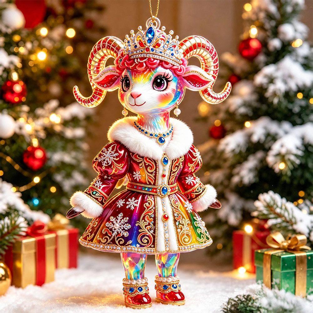Shining Goat Hanging Ornament Acrylic Animal Hanging Decoration Christmas Tree Ornament Bag Charms