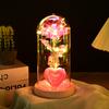 Eternal Rose Glass Cover Valentine's Day Gift Birthday Gift Colorful Gold Foil Flower Color Gold Simulation Eternal Flower