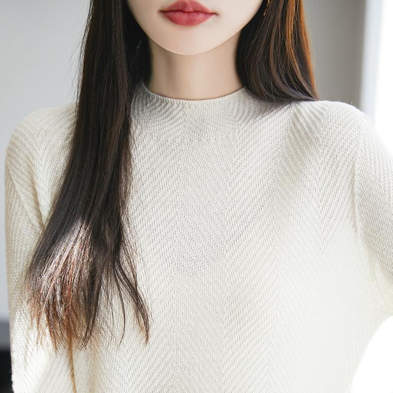 All-Season Women's 50% Wool 50% Silk Sweater | Lightweight Warm Blend Pullover | Luxury Cashmere Silk Knitwear