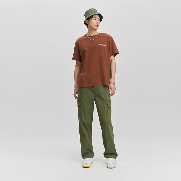 Comfortable Logo Print Round Neck Short Sleeve T-Shirt Men Tops Brown LMT0074723RX00FA05168