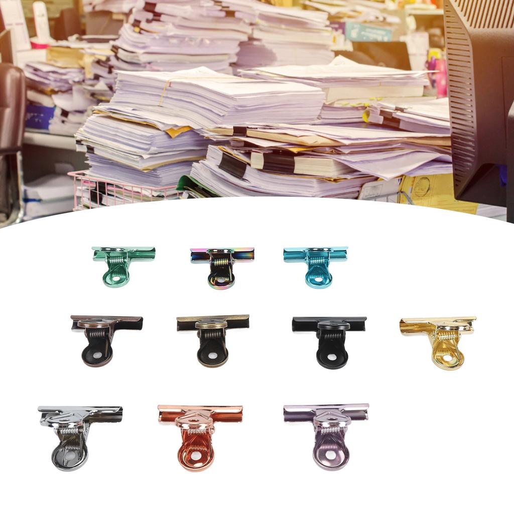 10pcs Colored Hinge Clips Dustproof Rustproof Electroplated Metal Hinge Clips Small Hanging Paper Cl