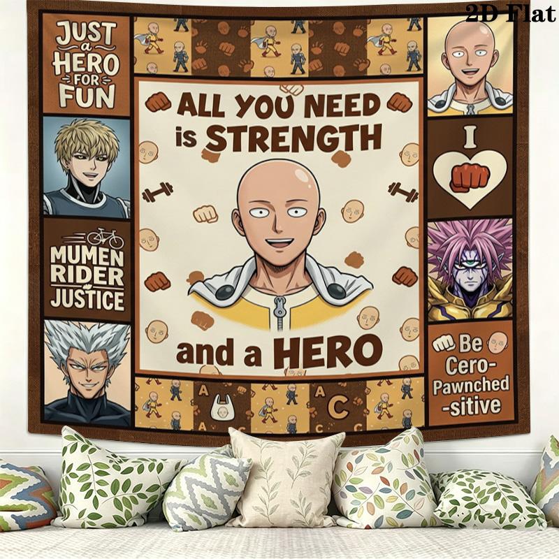 Onepunch Man Wall Tapestry Aesthetic Wall Hanging Printed Fabric Blanket Decorative Tapestries For Bedroom Living Room Home Decor