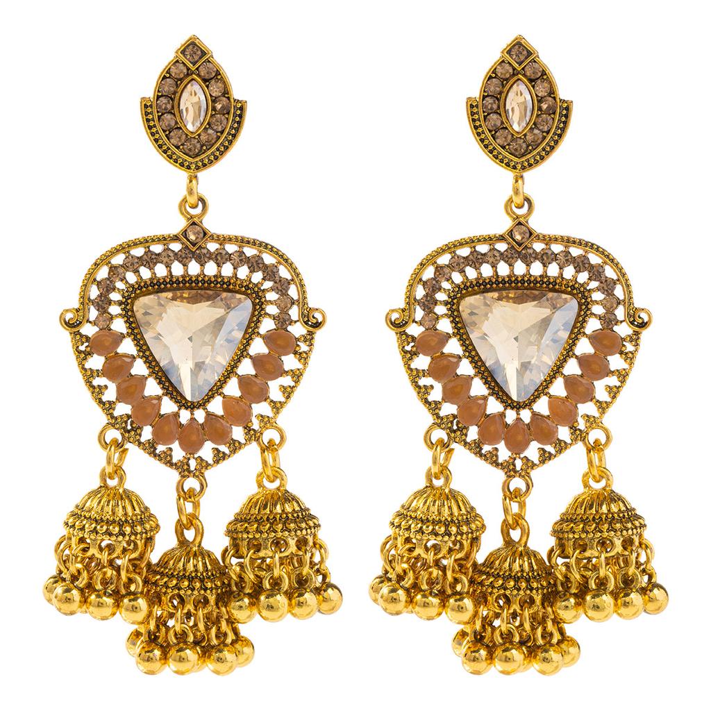 Ethnic Vintage Women's Geometric Turkish Jhumka Earrings Indian Jewelry Tassel Dangling Earring