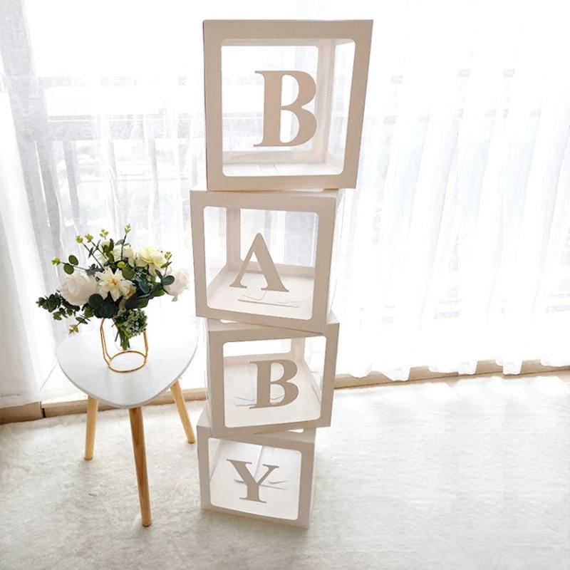 Balloon Transparent Box Letter Baby Shower Boy Girl Wedding Birthday Party Decoration Kids Gender Reveal 1st Birthday