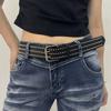 Y2K White PU Belt With Rhinestone Embellishment Jeans Or Casual Pants Alloy Pin Buckle 3.8cm Wide 100cm Length