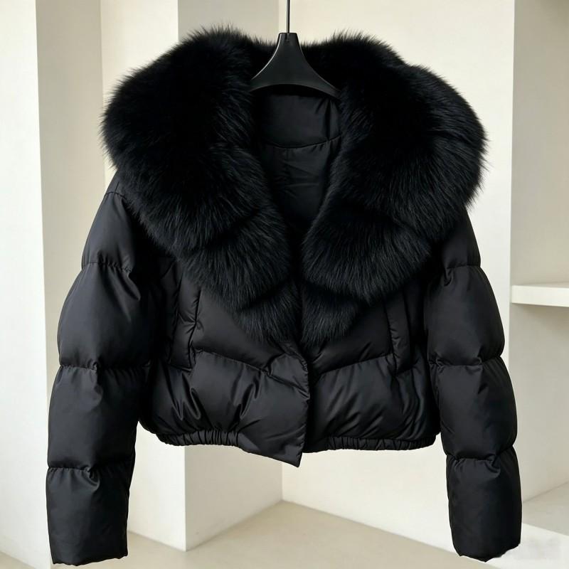 Womens Short Puffer Coat With Faux
