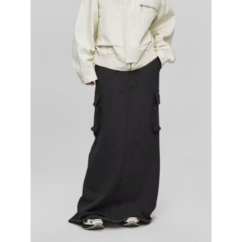 

Girl Lazy Sports Pocket Casual Long Parka Black(High quality) L