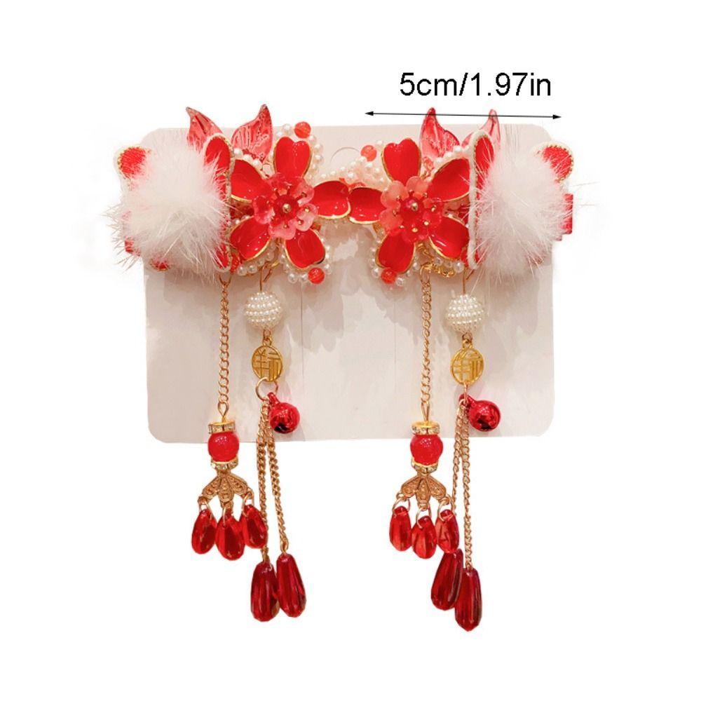 Flower Chinese New Year Headwear Bow Ancient Style Hairpin Simple Hanfu Hairpin  Children