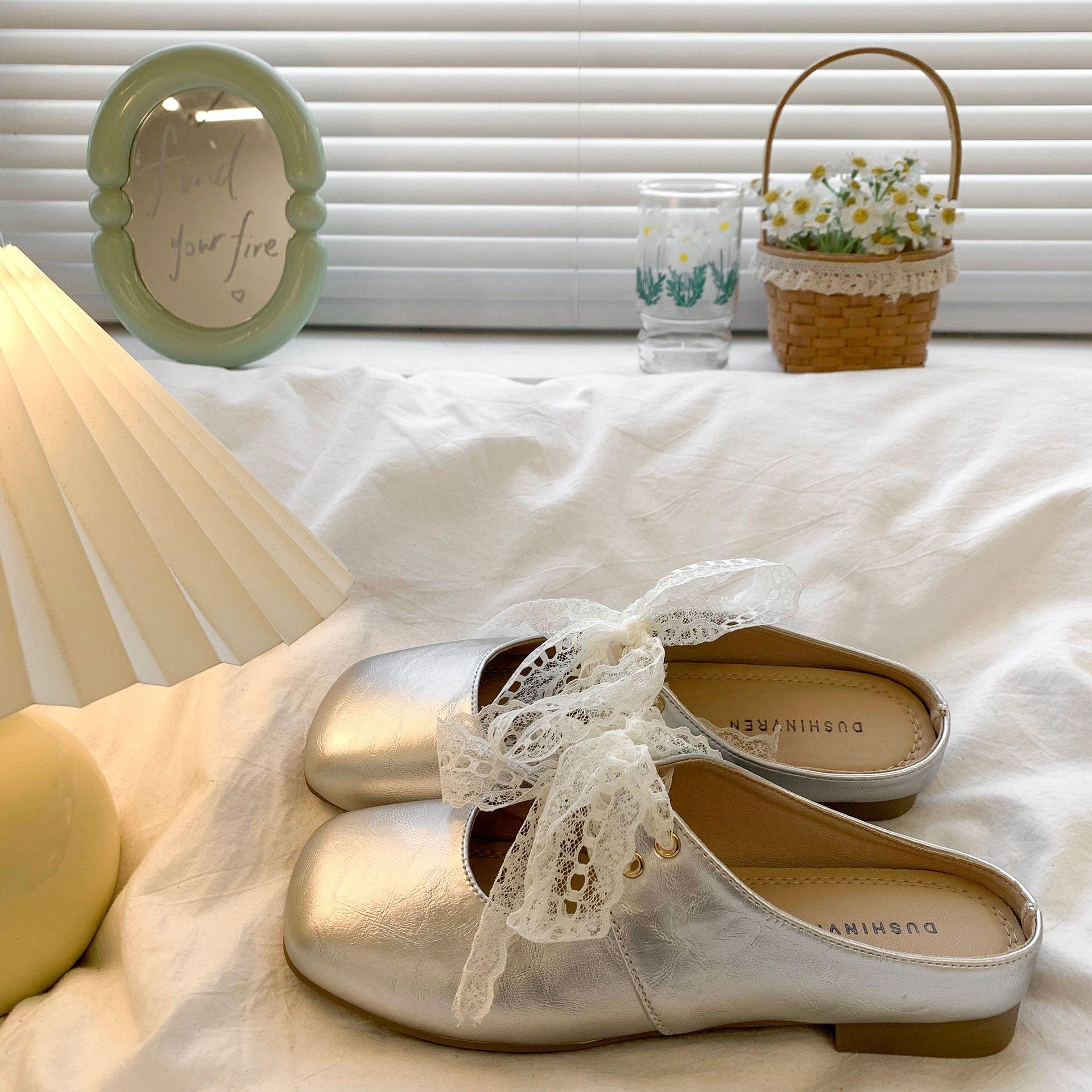 

Flat-bottomed bag head and half slippers for women s outer wear 2025 new spring and summer one-pedal pregnant women Mary Jane evening shoes single sh 40