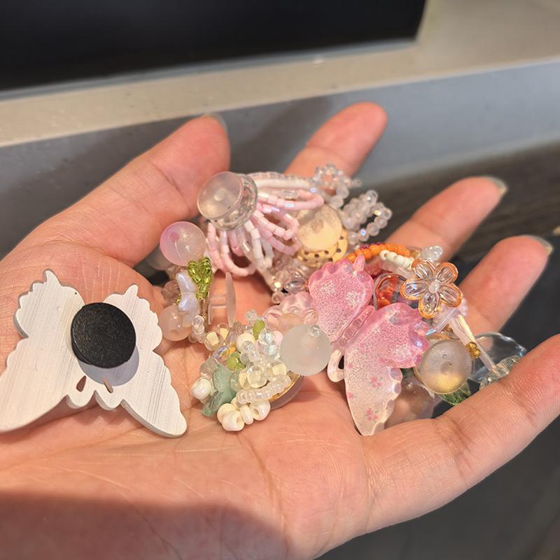 Dopamine Pearl Butterfly Beaded Jelly Shoes Sandals Accessory Diy Decorative Shoe Flower Slippers Shoe Buckle Accessories