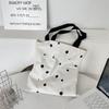 5 Printed polka dot canvas bag Large capacity shoulder bag Simple student school bag Open canvas bag