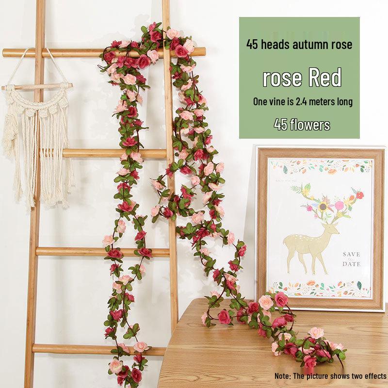 Two-Color Peony Rose Vine with 45 Heads for Air Conditioner Concealment and Soft Decoration