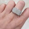 Fashion Micro Inlaid Flat Zircon  Sterling Silver Rings for Women Wedding Statement  with Stamp Vintage Accessories