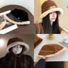 Winter Faux Suede Bucket Hat With Ear Flap For Women Warm Fashion Accessory